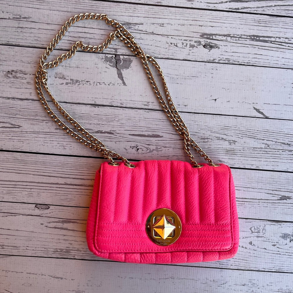 Kate‎ Spade RARE Bubblegum Pink Barbiecore Leather Crossbody Bag Purse Designer